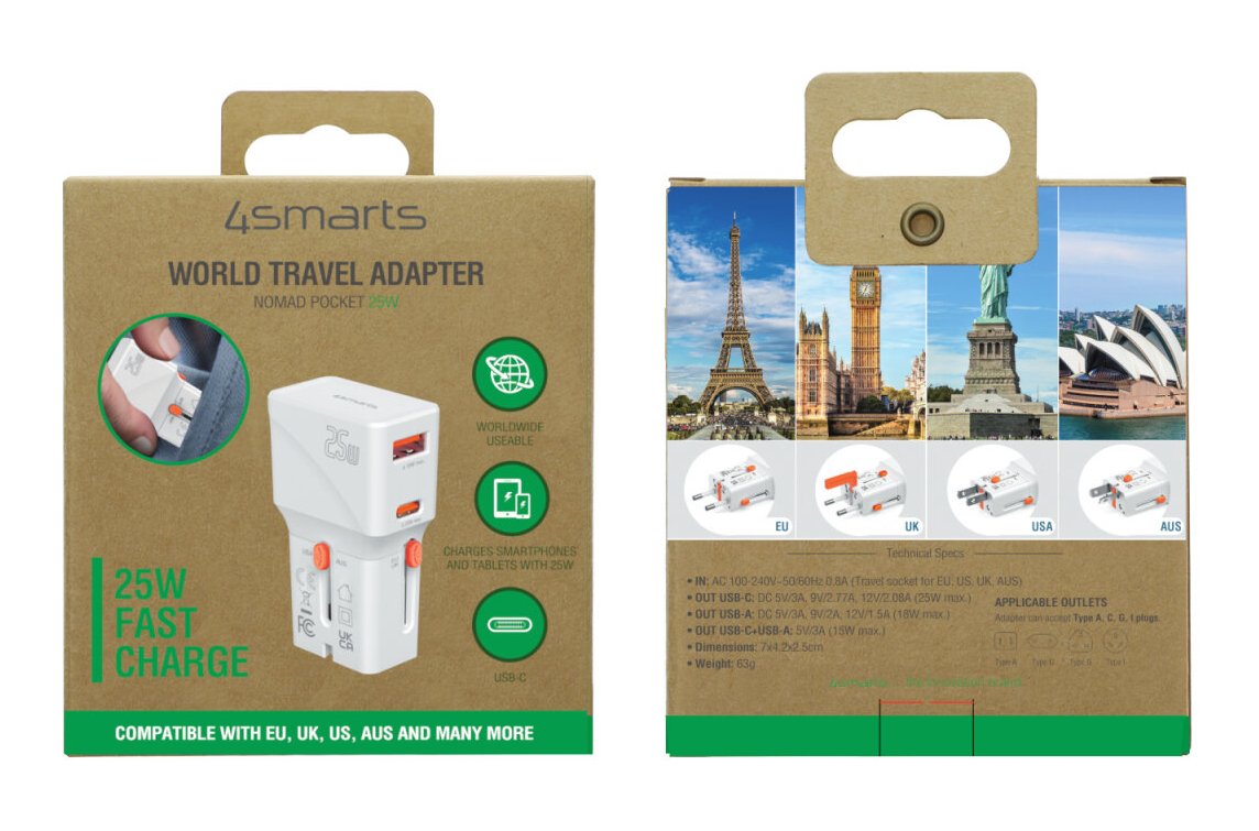 4smarts Weltreiseadapter Nomad Pocket 25w, Wei