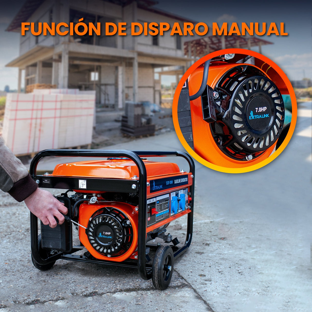 Extralink Ex.30349 Motor-Generador 2800 W 15 L Gasolina Negro, Naranja