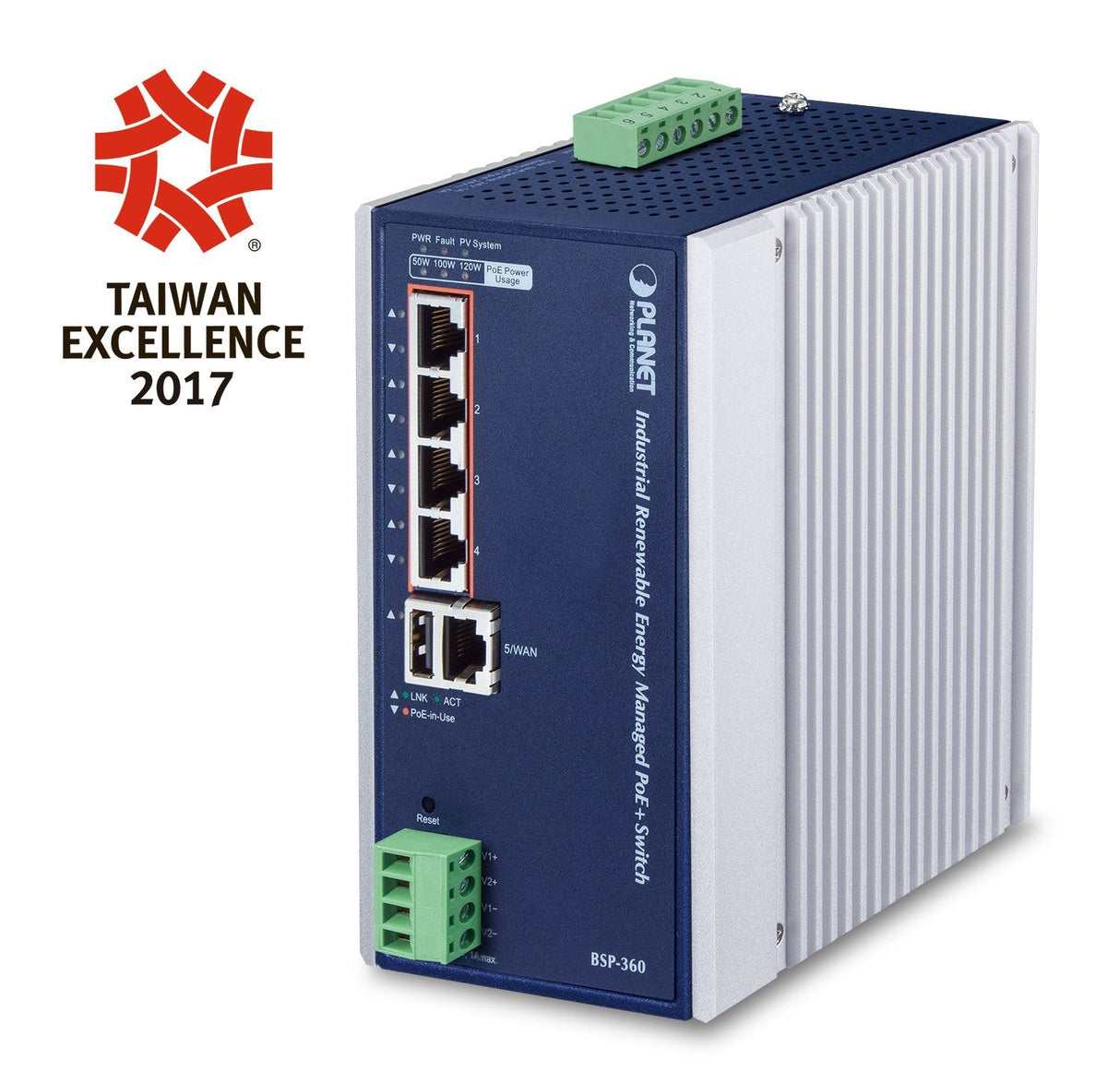 EAN 4711605282376 - PLANET BSP-360 switch Gestionado Gigabit Ethernet (10/100/1000) Energía sobre Ethernet (PoE) Azul, Blanco imagen 1