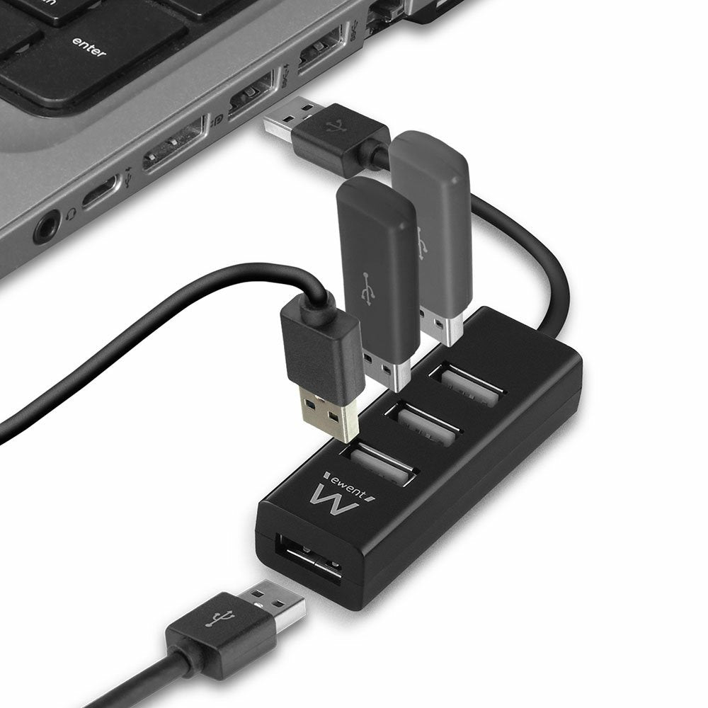 EAN 8032958186804 - Ewent EW1123 hub de interfaz USB 2.0 480 Mbit/s Negro imagen 2