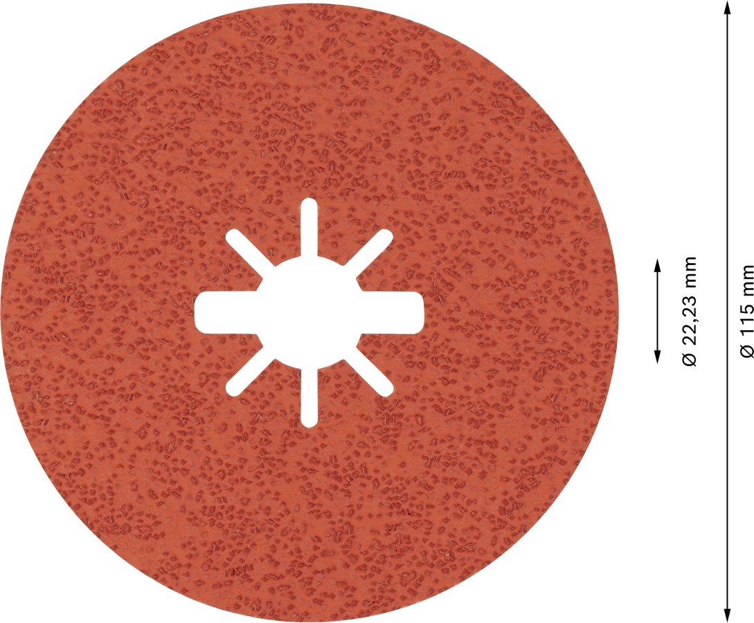 Bosch Professional X-Lock Expert R782 Prisma Disco Abrasivo De Fibra Cerámica, Ø 125 Mm, K60 25 Piezas, Diámetro 22,23 Mm 2608621825