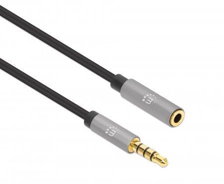 EAN 0766623356046 - Manhattan 356046 cable de audio 3 m 3,5mm Negro, Plata imagen 2