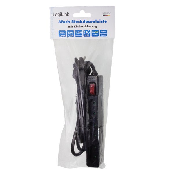Logilink Lps230b Base Múltiple 1,5 M 3 Salidas Ac Negro
