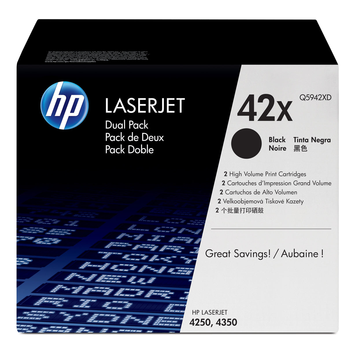Hp Toner Original 42x Negro Pack De 2 Unidades Q5942x