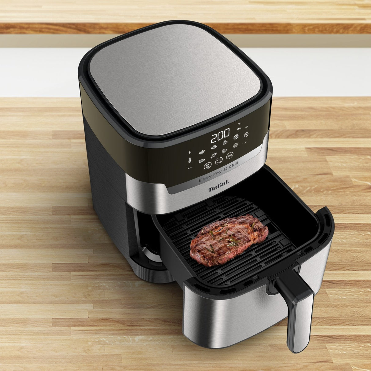 Freidora Tefal Easy Fry & Grill Ey505d15 Sencillo 4,2 L Independiente 1550 W Freidora De Aire Caliente Acero Inoxidable Acero Fino/Negro, Freidora De Aire Caliente, 4,2 L, 80 °C, 200 °C, 6 Personas(S), 60 Min