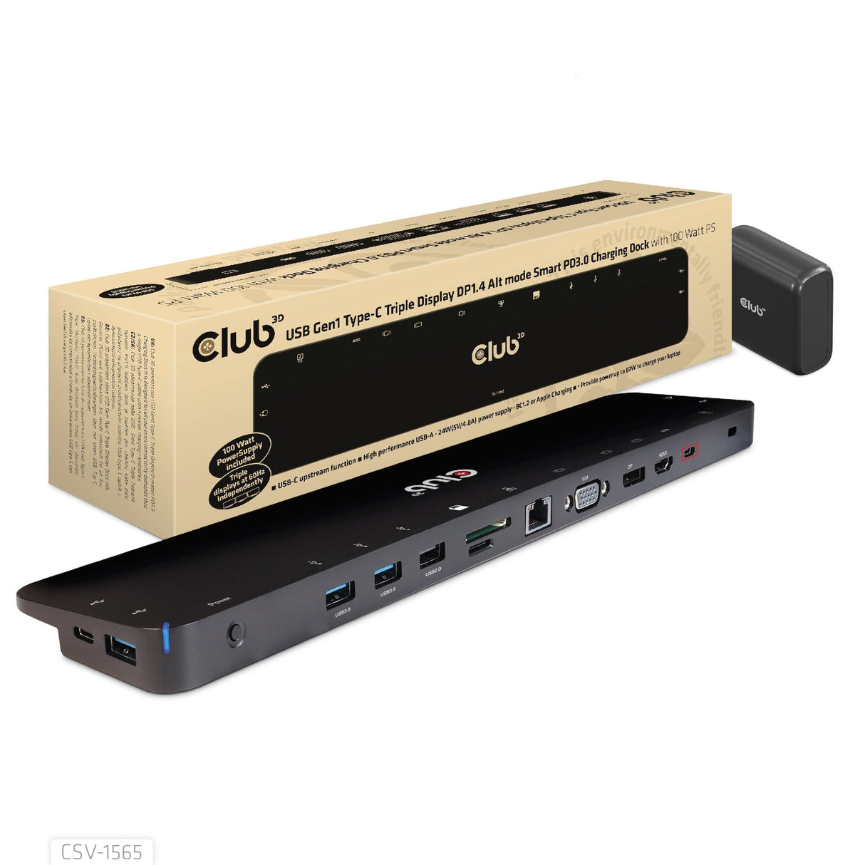 EAN 8719214472702 - CLUB3D CSV-1565 base para portátil y replicador de puertos Acoplamiento USB 3.2 Gen 1 (3.1 Gen 1) Type-C imagen 1