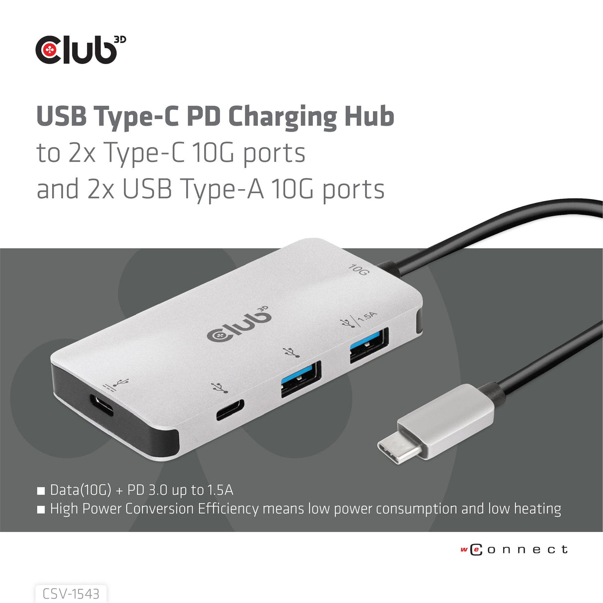 EAN 8719214472061 - CLUB3D CSV-1543 base para portátil y replicador de puertos USB 3.2 Gen 2 (3.1 Gen 2) Type-C Negro, Plata imagen 3