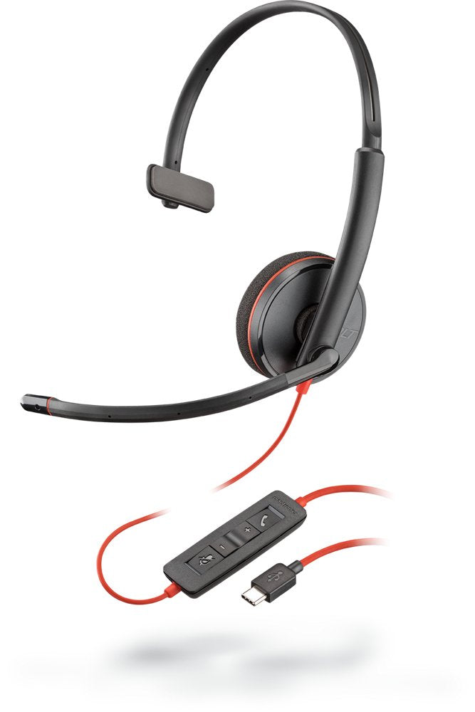 Auriculares Plantronics Blackwire 3215/ Con Micrófono/ Jack 3.5/ Usb/ Negros