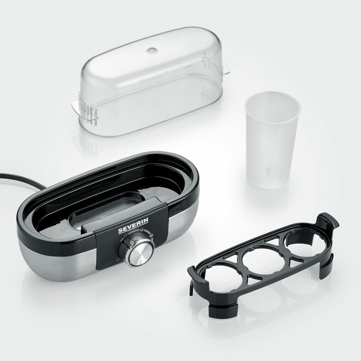 Severin Ek 3163 3 Huevos Negro, Acero Inoxidable, Transparente