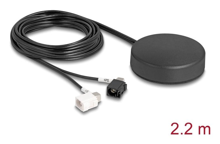 Delock 4g Gnss Antena 1 X Fakra A + 1 X Fakra B Conector Hembra 2 Dbi 28 Db 2,2 M Rg-174 Omnidirektional Montaje En Tejado Negro Outdoor