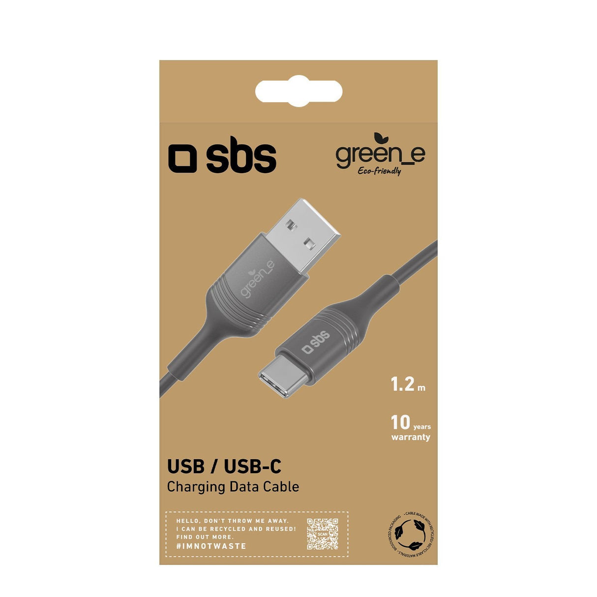 Sbs Grecableusbtck Cable Usb 1,2 M Usb A Usb C Negro