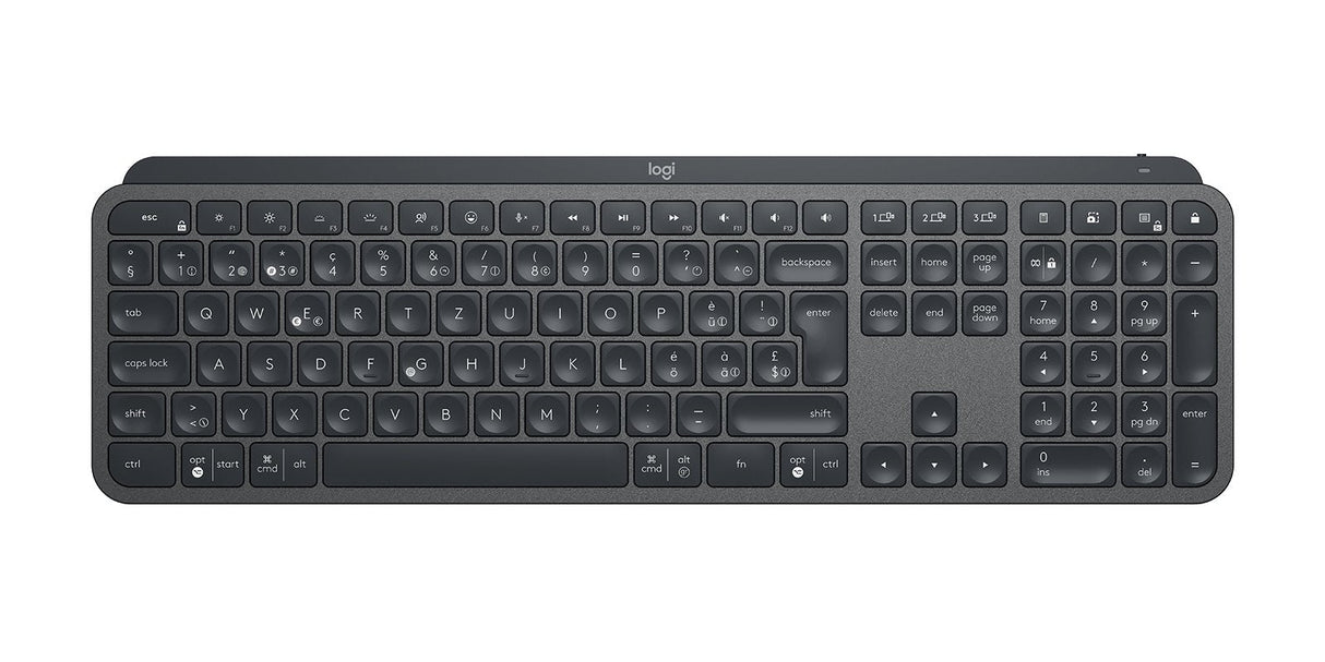 Teclado Suizo Logitech Mx Keys Retroiluminación Bluetooth 2.4 Ghz Qwerty Grafito