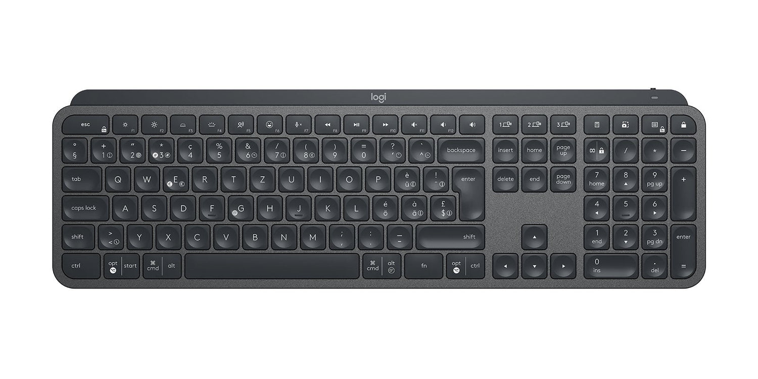 Teclado Suizo Logitech Mx Keys Retroiluminación Bluetooth 2.4 Ghz Qwerty Grafito