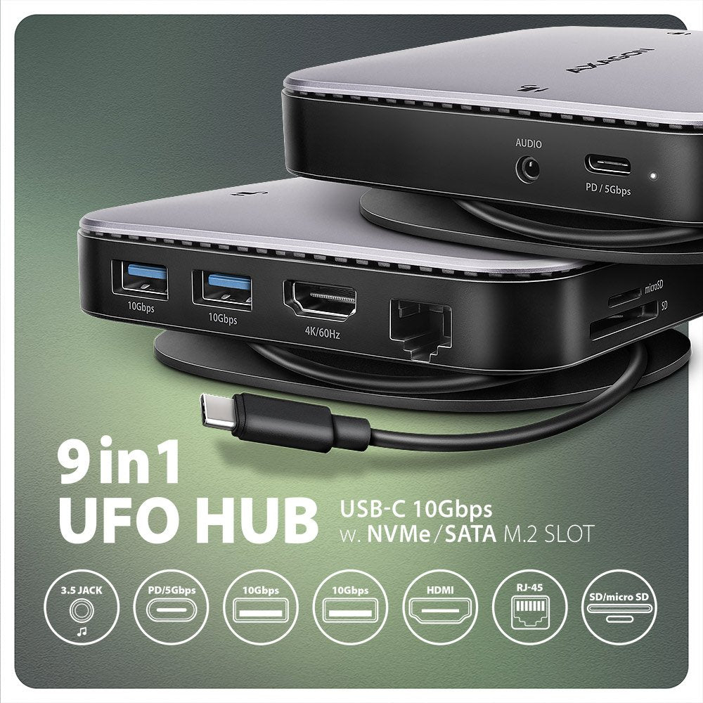 EAN 8595247908438 - Axagon HMC-UFO USB-C Hub M.2 SATA/NVMe 1 Gbit/s Ethernet 384 kHz Audio Alámbrico USB 3.2 Gen 2 (3.1 Gen 2 imagen 3