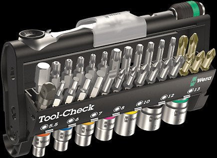 Wera Tool-Check 1 Sb, 38 Piezas, Juego De Puntas Negro, Incluido Trinquete Para Puntas 5073220001