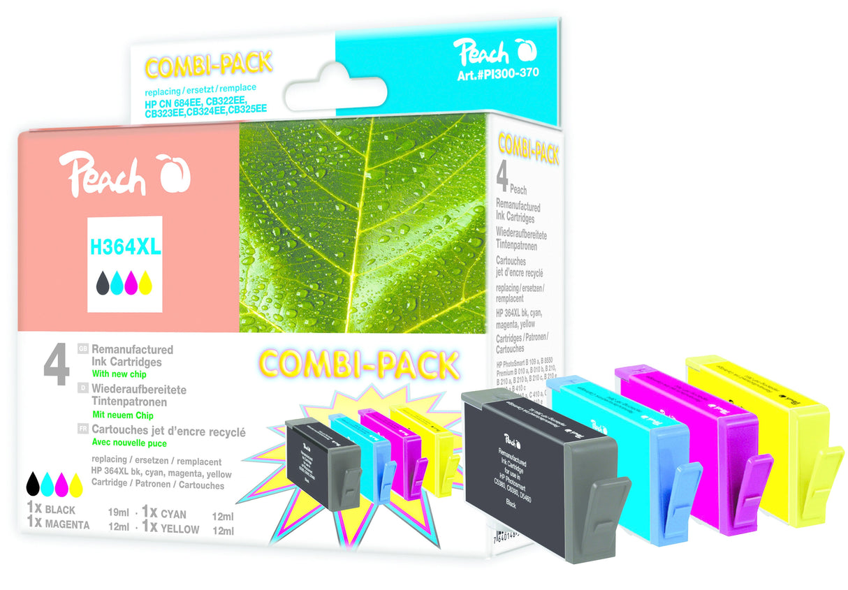 Peach Tinta Compatible Para Hp 364xl Negro Magenta Amarillo Cyan Pack 4 Piezas Pi300-370