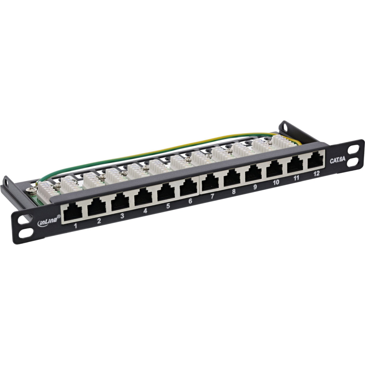 Patch Panel Inline De 10" Cat.6a 0.5u 12 Puertos, Negro Ral9005
