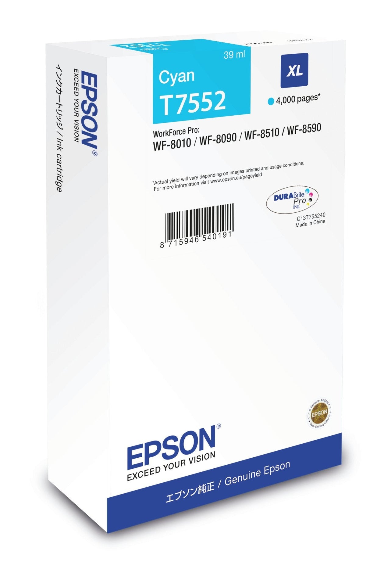 EAN 8715946540191 - Epson T7552 cartucho de tinta 1 pieza(s) Original imagen 1
