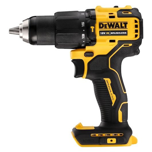 Taladro De Impacto Dewalt Dcd709n-Xj, 18 V, Sin Batería Ni Cargador, Amarillo, Negro