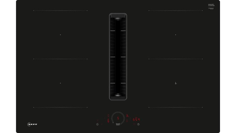 Neff V58nhq4l0 N 70, Placa De Cocina Independiente Negra, 80 Cm, Con Campana Extractora Integrada V58nhq4l0