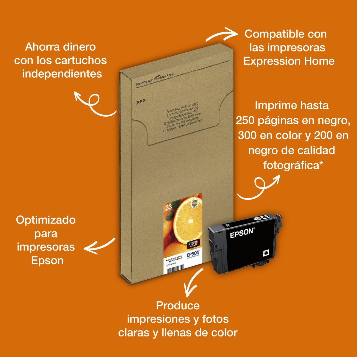 EAN 8715946616193 - Epson Oranges C13T33374510 cartucho de tinta 1 pieza(s) Original Rendimiento estándar Negro, Foto negro, imagen 3