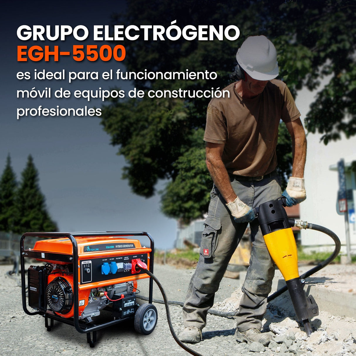 Extralink Ex.30370 Motor-Generador 5000 W 25 L Gasolina Negro, Naranja
