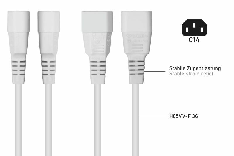 Kabelmeister Cable Alargador Iec C14 An C13 Blanco 0,5m