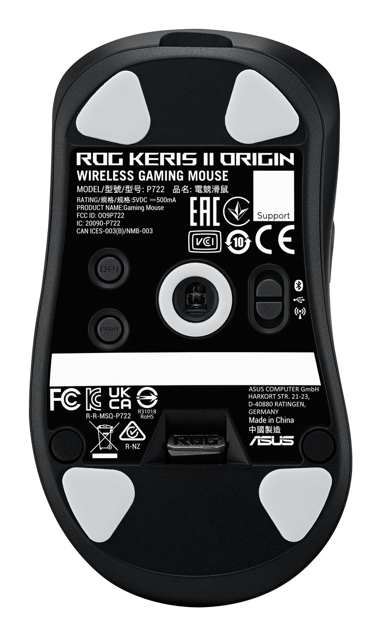 EAN 4711387951224 - ASUS ROG Keris II Origin BLK ratón Juego mano derecha RF Wireless + Bluetooth + USB Type-A Óptico 42000 D imagen 2