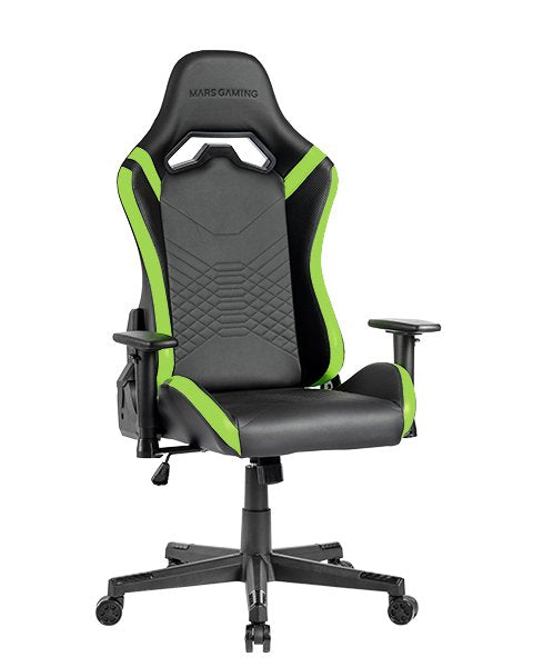 Silla Gamer Mars Gaming Mgcprobg Negra Con Detalle Verdes Brazos Regulables En Altura Reclinable 135º Cojines Ergonomicos Soft-Touch Ruedas Xl