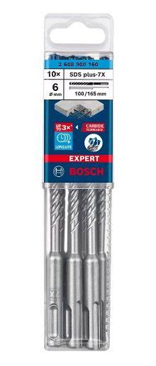 Bosch Taladro Percutor Experto Sds-Plus-7x, Ø 6 Mm, 10 Piezas 2608900160
