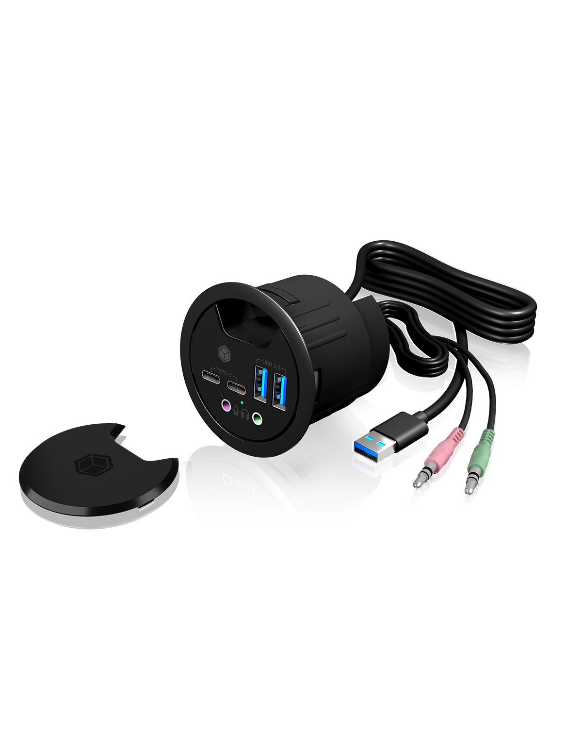 Icy Box Usb3.0 Hub Tipo-C / -A / Audio Icy Box Ib-Hub1403b, 120 Cm De Longitud Del Cable