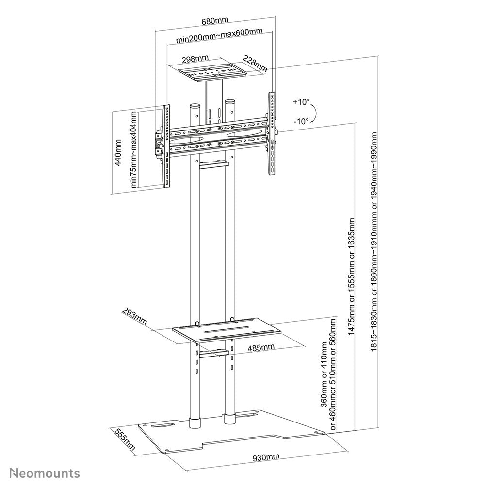 EAN 8717371445140 - Neomounts PLASMA-M1700ES soporte para pantalla de señalización 177,8 cm (70") Negro imagen 3