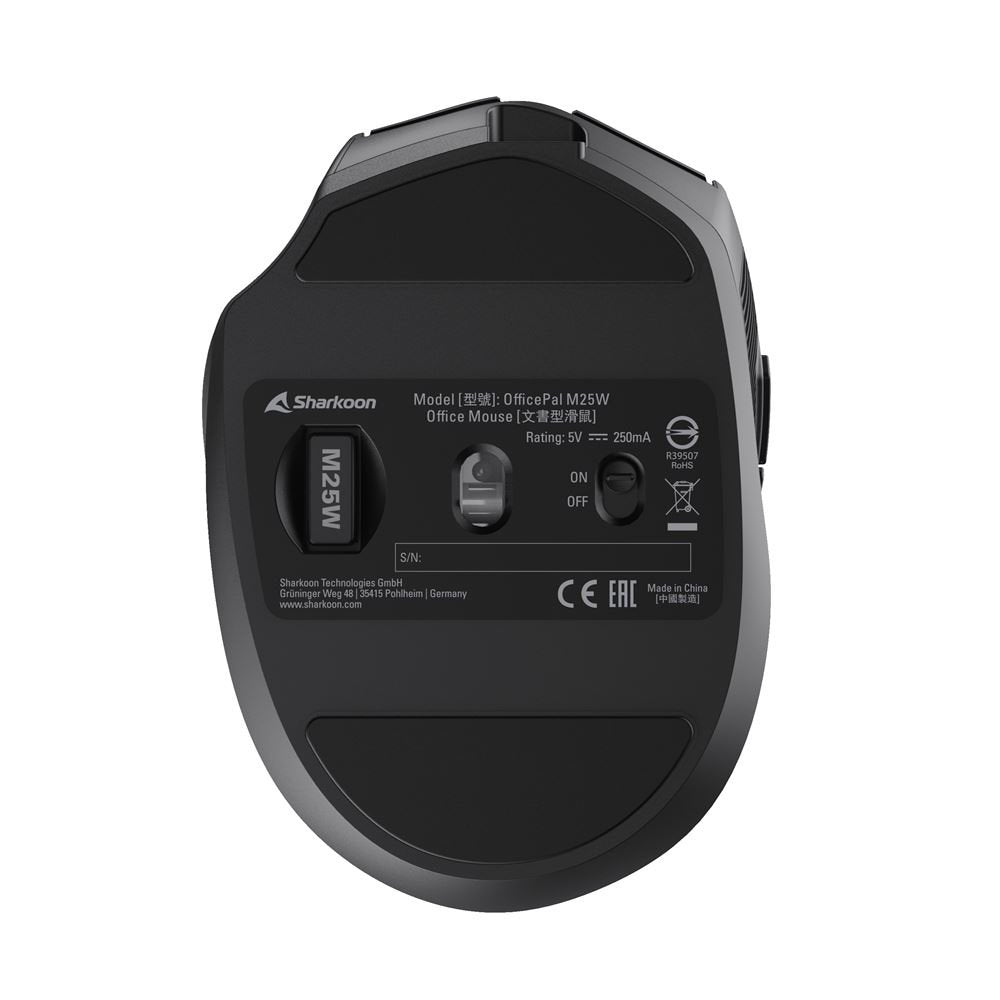 EAN 4044951039647 - Sharkoon OfficePal M25W ratón Juego mano derecha RF Wireless + USB Type-C Óptico 4000 DPI imagen 2