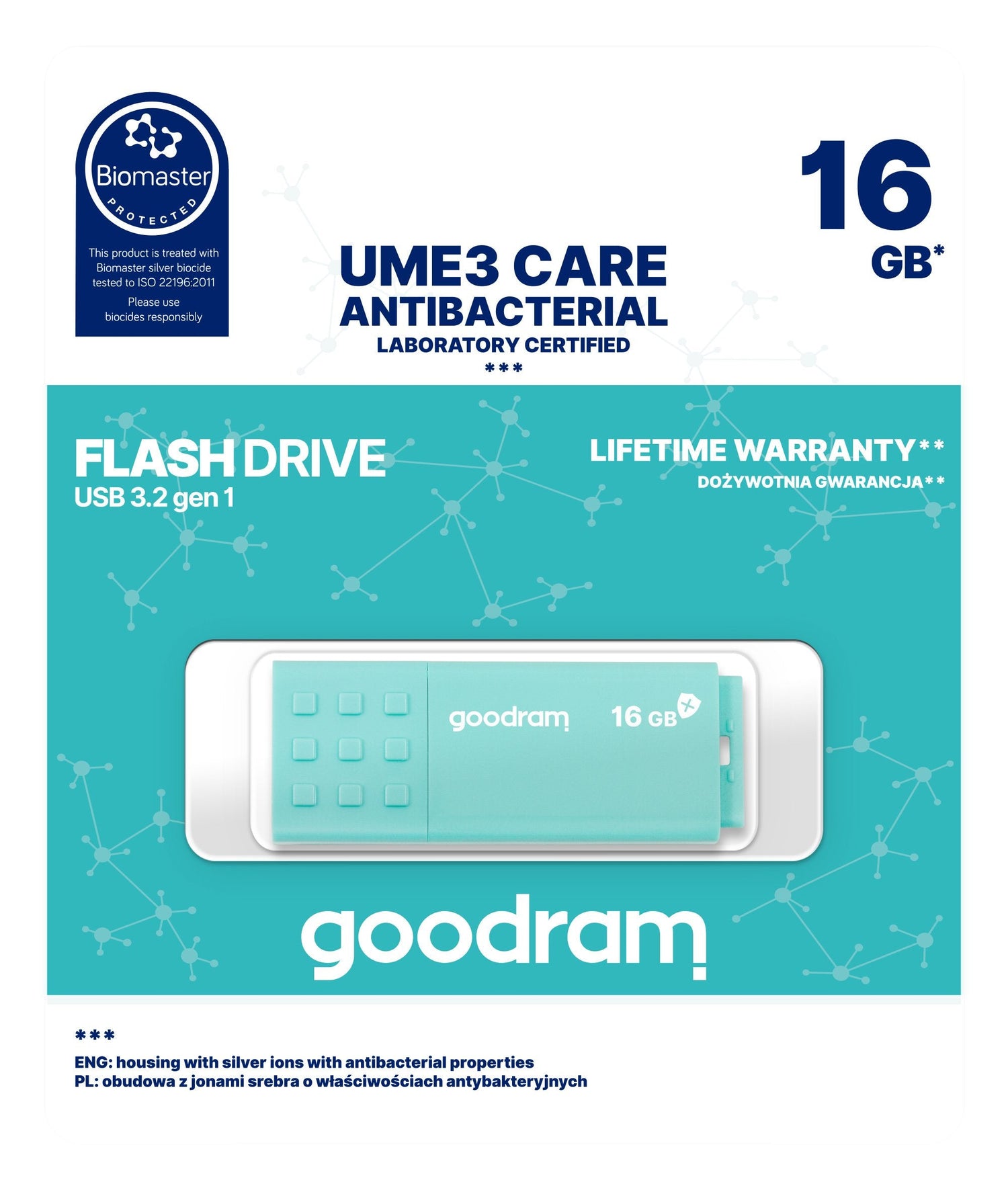 EAN 5908267961438 - Goodram USB 3.0 UME3 CARE unidad flash USB 16 GB USB tipo A 3.2 Gen 1 (3.1 Gen 1) Turquesa imagen 7