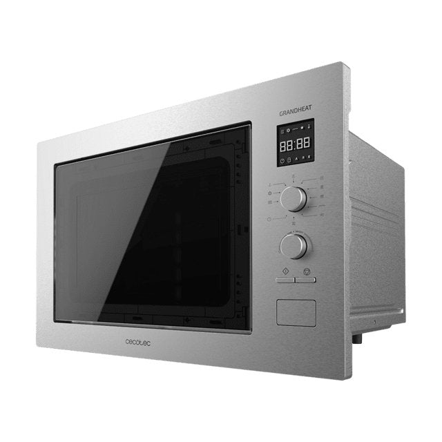 Cecotec Grandheat 2550 Built-In Steel Microondas Encastrable Con Grill 25l 1320w - Temporizador Hasta 60min - 8 Funciones Preconfiguradas