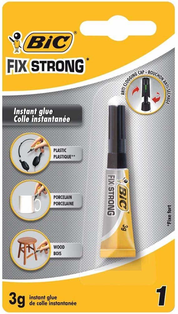 Pegamento Fix Strong Bic 3 Gramos Tapon Antiobstruccion Con Aplicador De Precision Ideal Para Plastico Y Madera