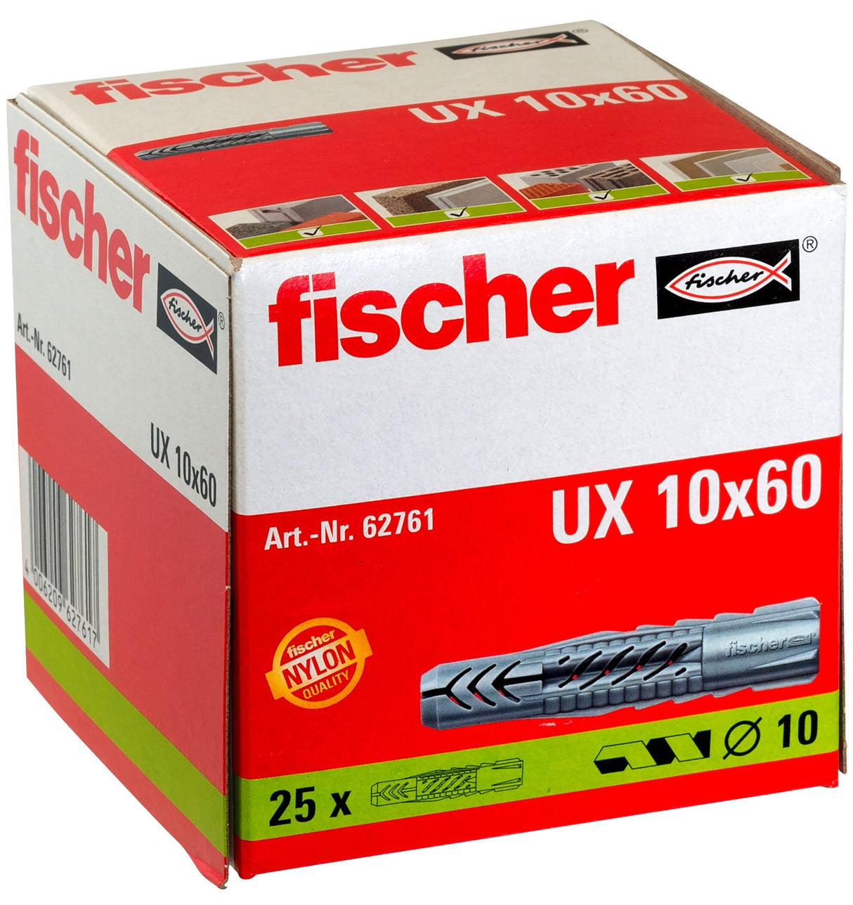 EAN 4006209627617 - Fischer 62761 tornillo de anclaje y taco 25 pieza(s) imagen 2