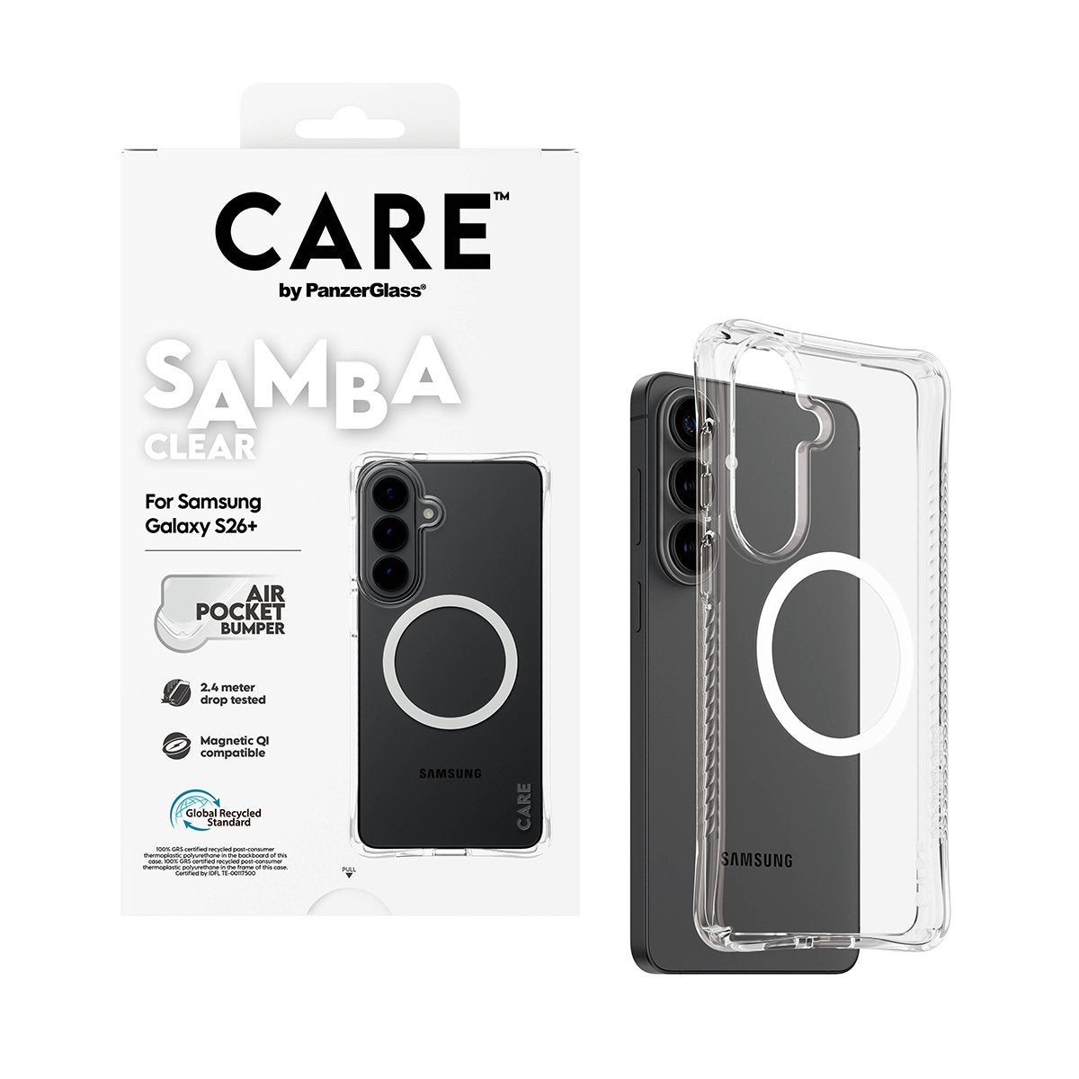 Care By Panzerglass Samba Case Transparent W. Blanco Qi Samsung New Galaxy S26 Plus