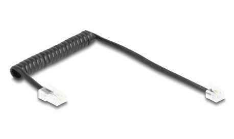 Delock Telefoncable Spiralcable Rj11 Stecker Zu Rj45 Stecker Schwarz 1 M