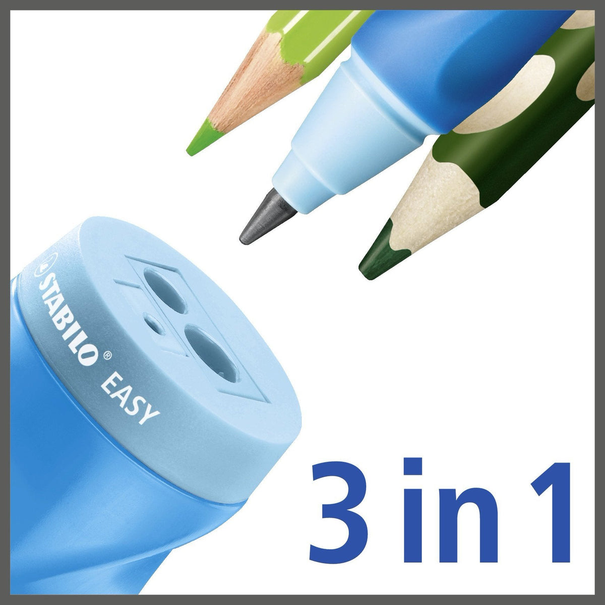 Stabilo Easy - Sacapuntas Con Depósito - 3 Agujeros - Azul