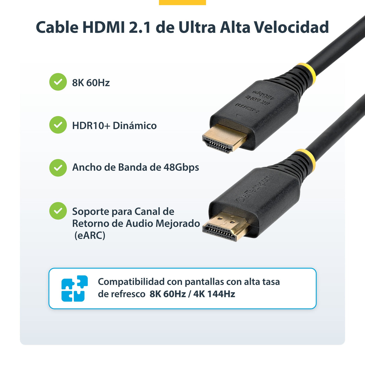 EAN 65030920216 - StarTech.com HDMI21-CBL-8K60-50CM cable HDMI 0,5 m HDMI tipo A (Estándar) Negro imagen 8