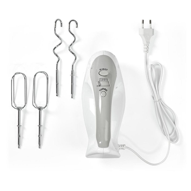 Nedis Batidora Mezcladora 200 W 5 Ajustes De Velocidad Funcion Turbo Blanco / Gris