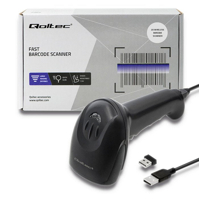 EAN 5901878508689 - Qoltec 50868 lector de código de barras Lector de códigos de barras portátil 1D/2D Laser Negro imagen 2