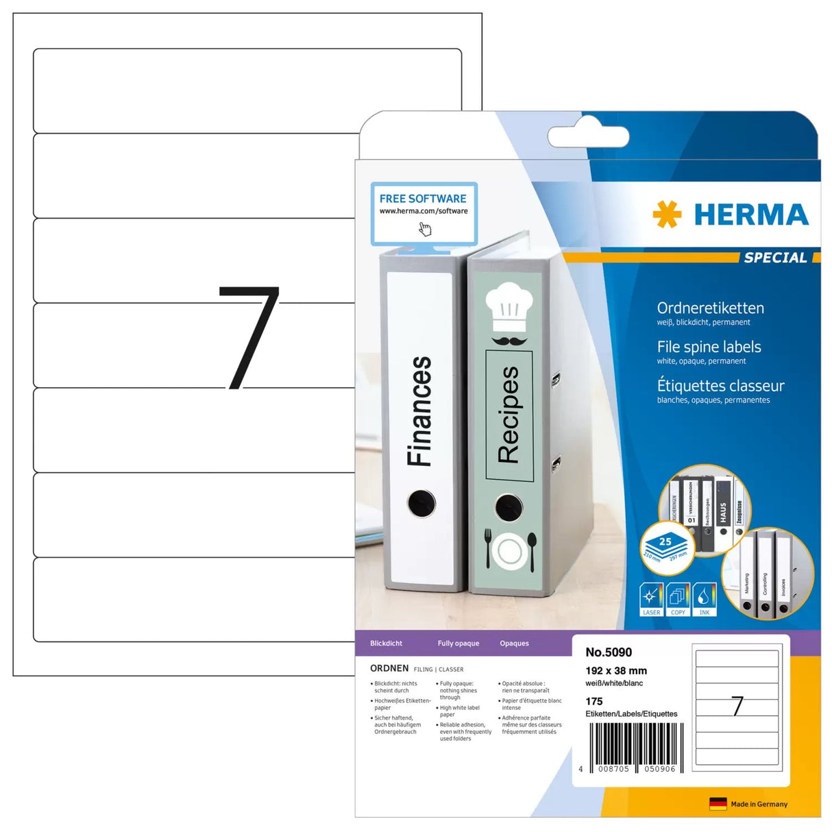 EAN 4008705050906 - HERMA 5090 etiqueta de impresora Blanco Etiqueta para impresora autoadhesiva imagen 1