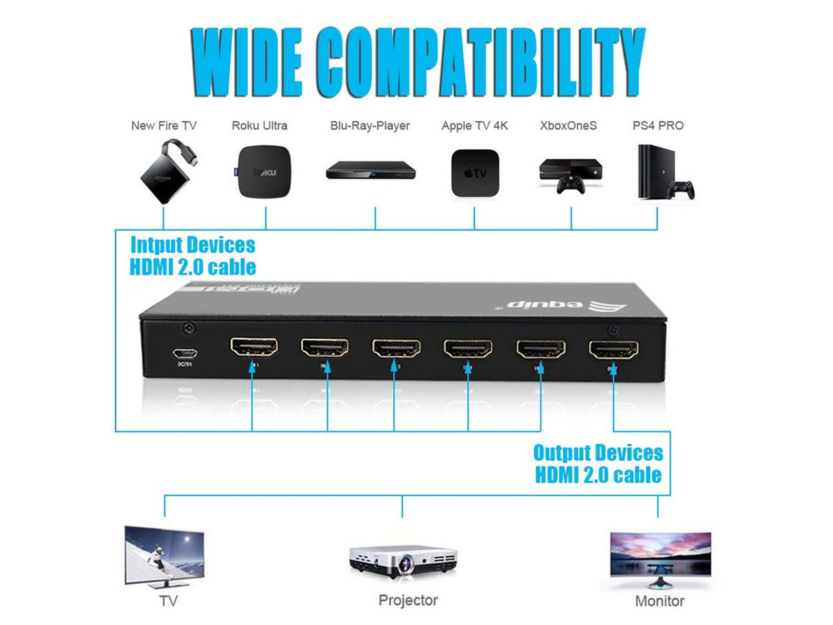 Equip Switch 5x1 Hdmi 2.0 4k/60hz Negro