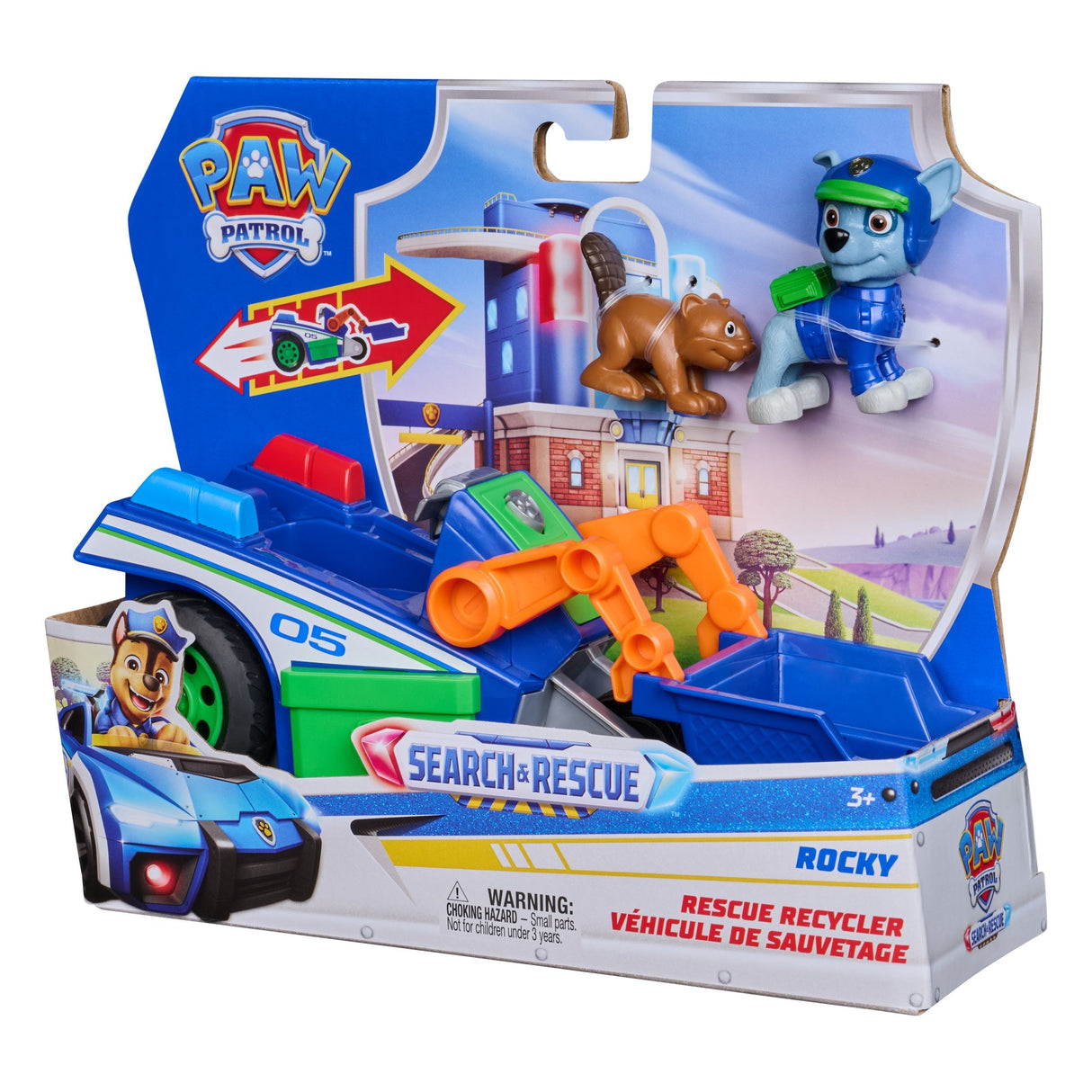 Spin Master Paw Patrol - Búsqueda Y Rescate: Vehículo De Reciclaje De Rocky Con 2 Figuras, Vehículo De Juguete 6075445
