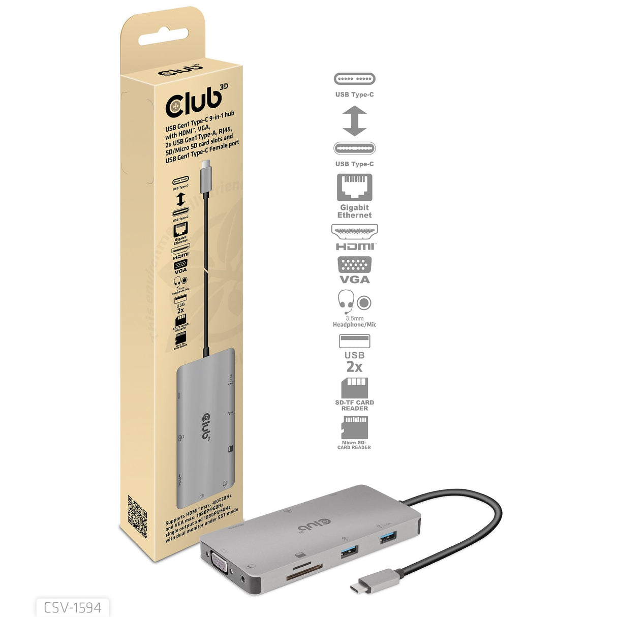 EAN 8719214472177 - CLUB3D CSV-1594 base para portátil y replicador de puertos USB 3.2 Gen 1 (3.1 Gen 1) Type-C Negro, Gris imagen 7