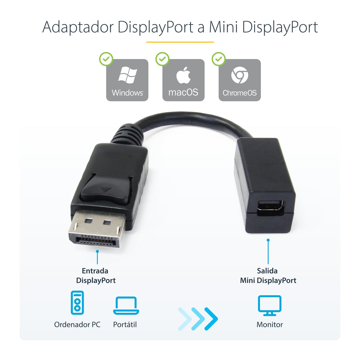 Startech Adaptador Displayport A Mini Displayport M/H 0.15m Negro