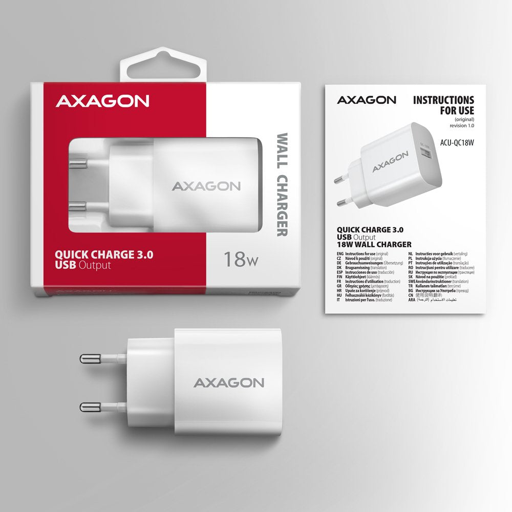 EAN 8595247908346 - Axagon ACU-QC18W cargador de dispositivo móvil Teléfono móvil, Smartphone, Reloj inteligente, Tableta, Un imagen 8