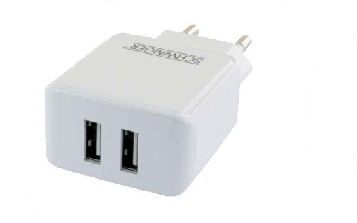 Schwaiger 230v Enchufe Pared 2x Usb 2.4a Blanco